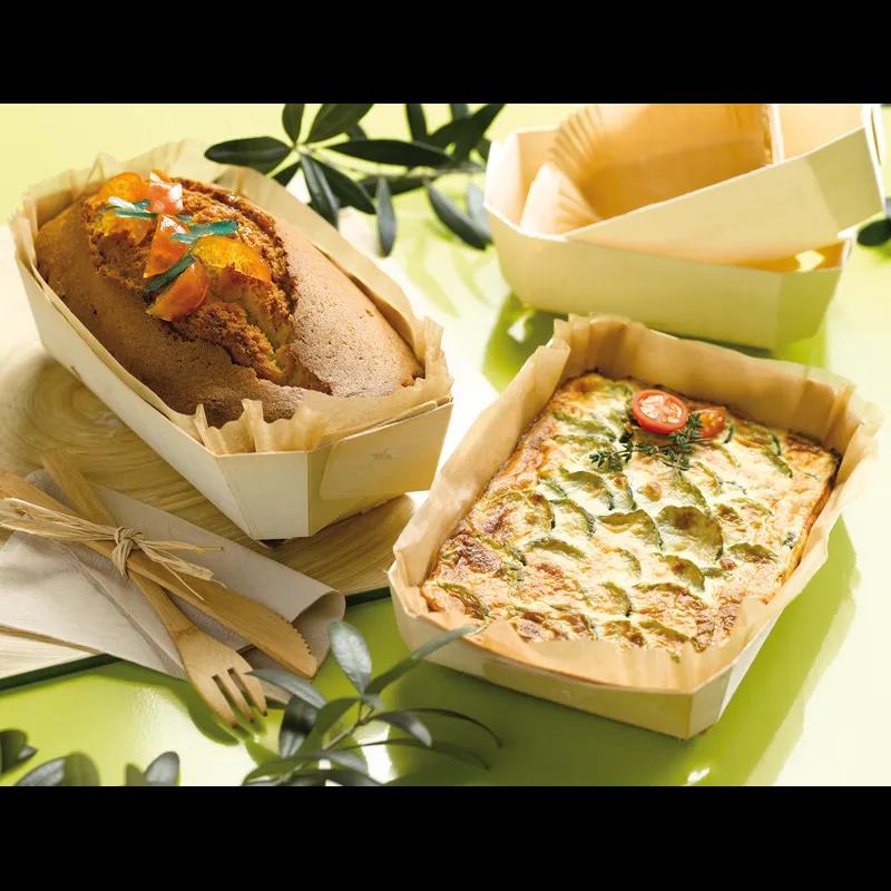 Baking Mold 30 OZ 9.6X5.7X1.5 IN Wood Natural Oven Safe Microwave Safe 20 Count/Pack 5 Packs/Case 100 Count/Case