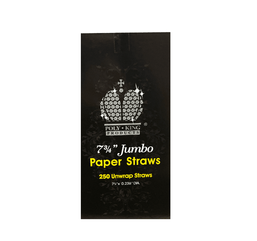 Poly King® Giant Straw 0.23X7.75 IN Paper Black Unwrapped 250/Case