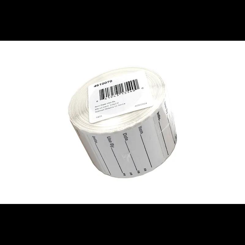 Item Date Use By Initals Expiration Write In Label 2X2 IN Black Removable 500 Count/Roll 25 Rolls/Case 12500 Count/Case
