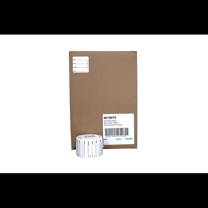 Item Date Use By Initals Expiration Write In Label 2X2 IN Black Removable 500 Count/Roll 25 Rolls/Case 12500 Count/Case