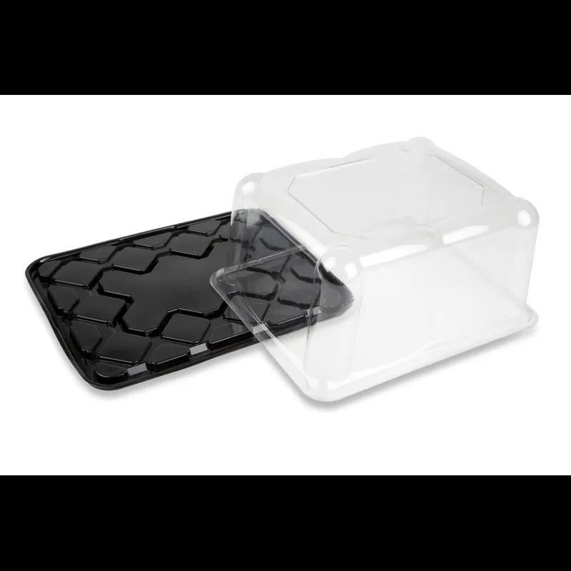DisplayCake® 1/8 Sheet Cake Container & Lid Combo With Dome Lid 11X9X5 IN PET Black Clear 100/Case