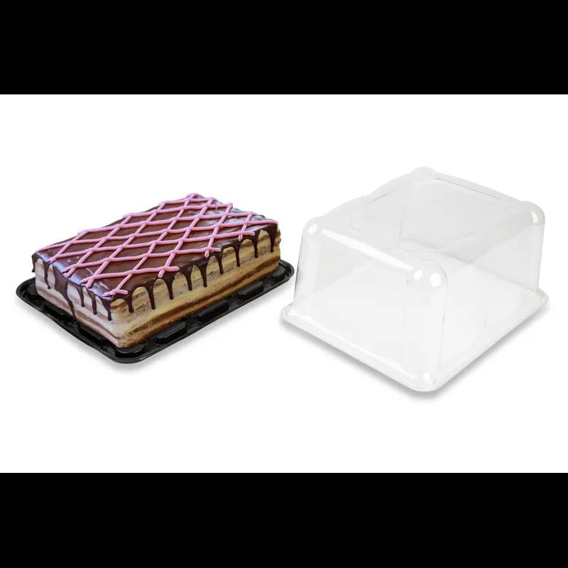 DisplayCake® 1/8 Sheet Cake Container & Lid Combo With Dome Lid 11X9X5 IN PET Black Clear 100/Case