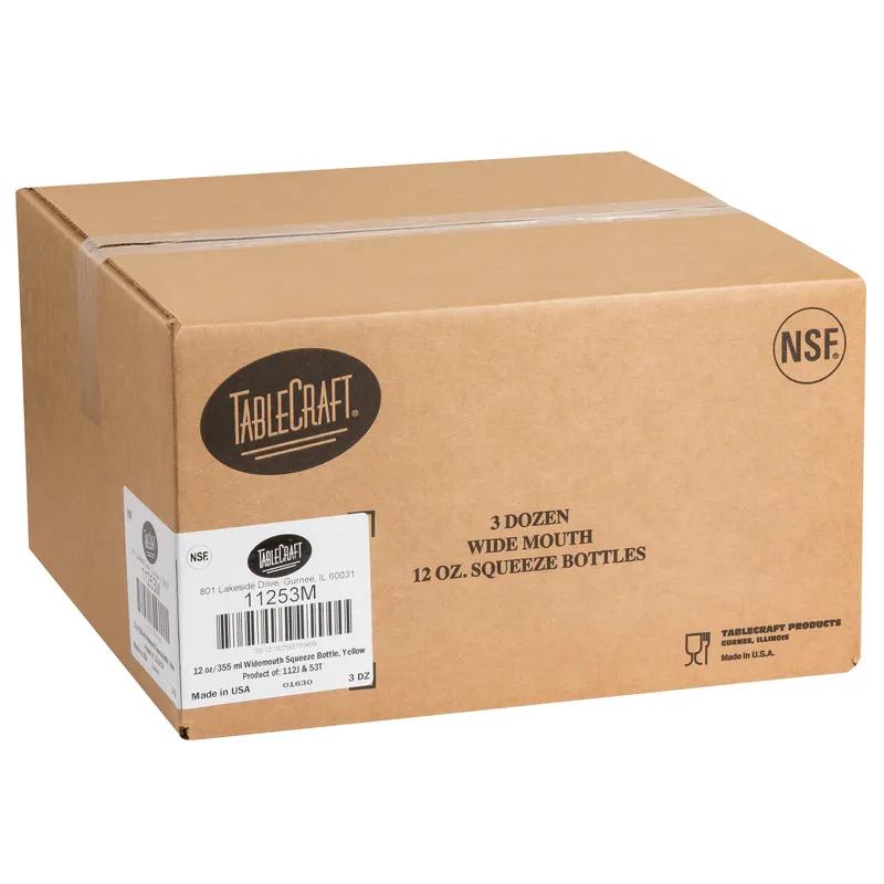 Bottle 12 OZ 2X8.5 IN LDPE Yellow Wide Mouth Dishwasher Safe Squeeze 1/Each