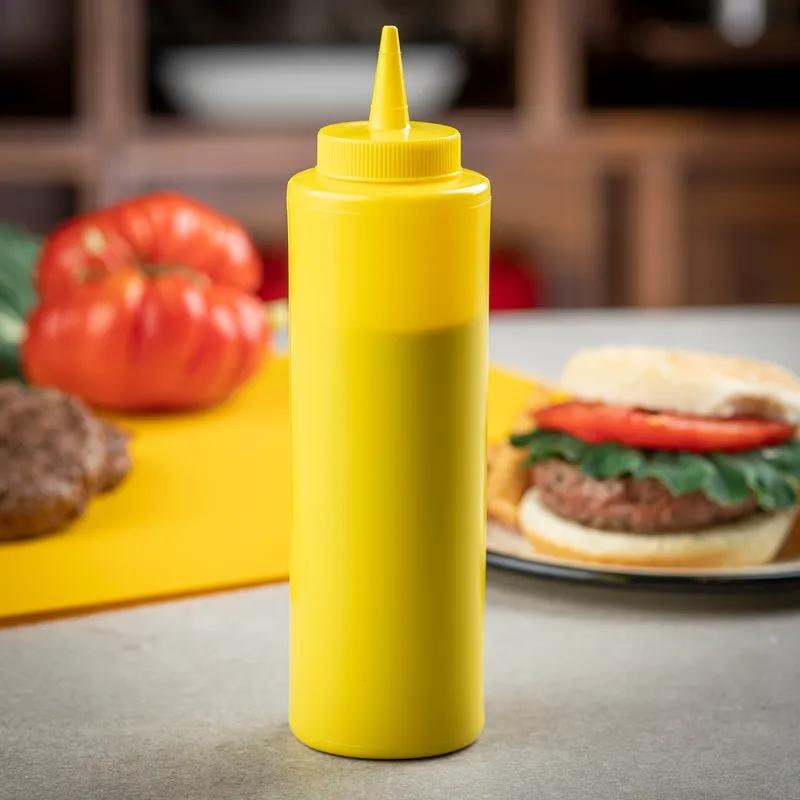 Bottle 12 OZ 2X8.5 IN LDPE Yellow Wide Mouth Dishwasher Safe Squeeze 1/Each