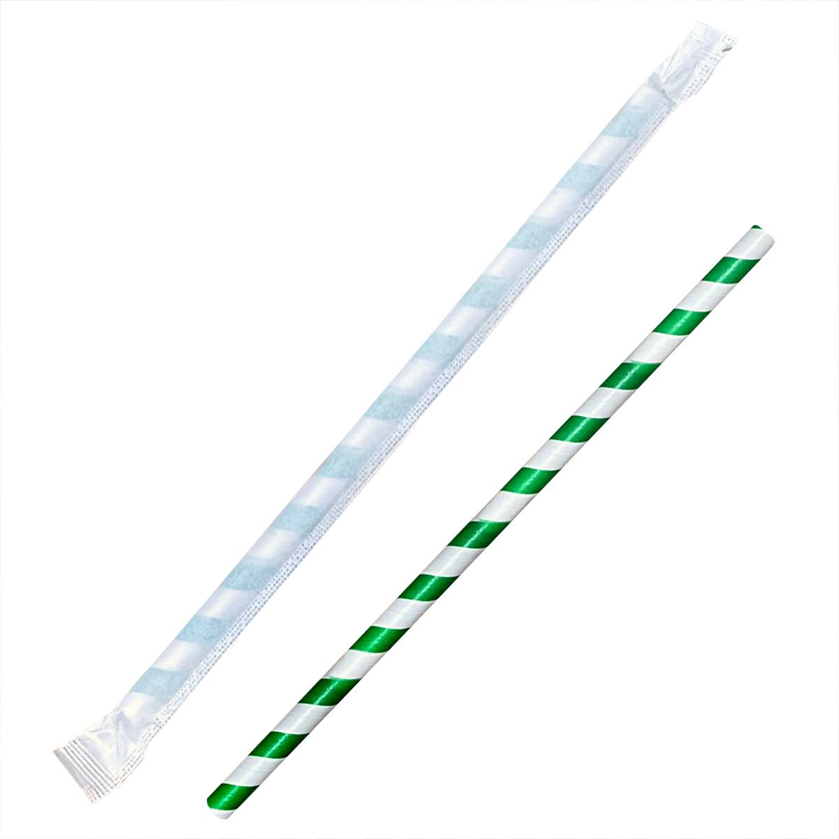 Victoria Bay Giant Straw 7.75 IN Paper Green White 3600/Case