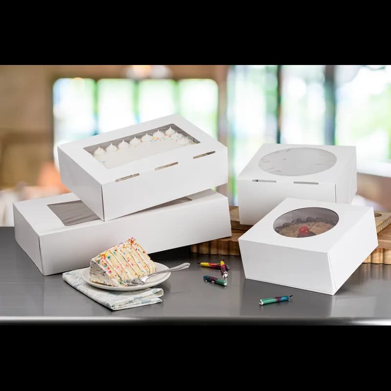1/2 Sheet Cake Box 19X14X4 IN SBS Paperboard White With Window 50/Case