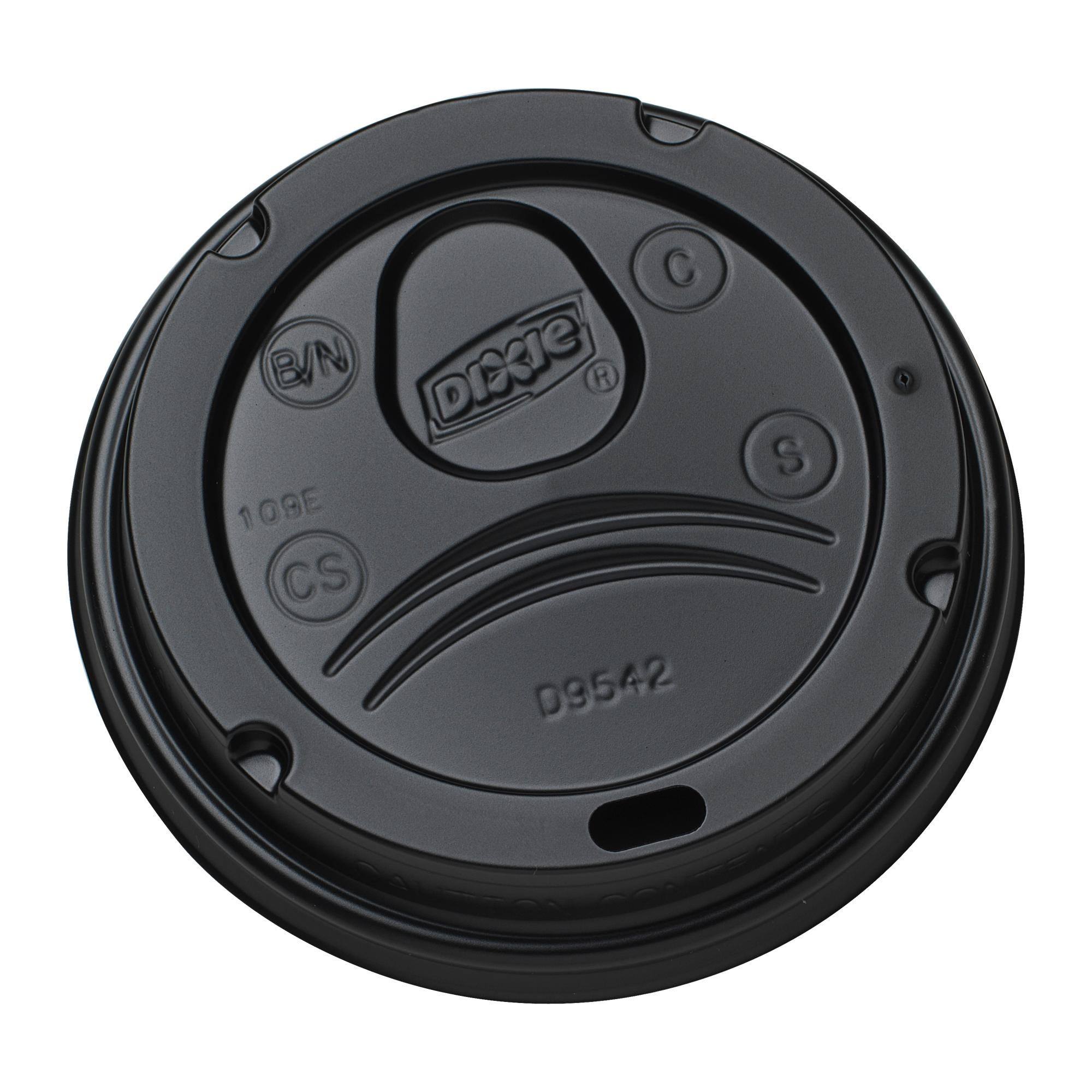 Dixie® Lid Dome Plastic Black For 12 OZ Hot Cup Sip Through Identification 1000/Case