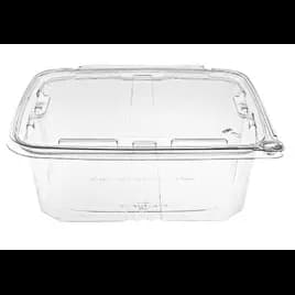 Take-Out Container Hinged 64 OZ RPET Clear Smooth Wall Tamper-Evident 164/Case