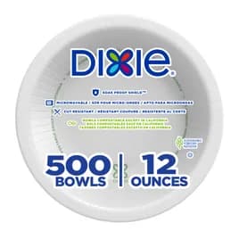 Dixie® Bowl 12 OZ Paper White Medium Weight 125 Count/Pack 4 Packs/Case 500 Count/Case