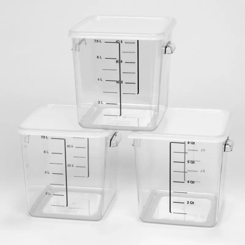 Food Storage Container 8.75X8.80X8.75 IN 8-7.6 QT Clear Square PC Space Saving 6/Each