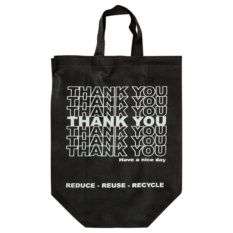 Victoria Bay Shopper Bag 14X7.5X15 IN 18 LB Non-Woven Polypropylene (NWPP) Black Printed Reusable 100/Case