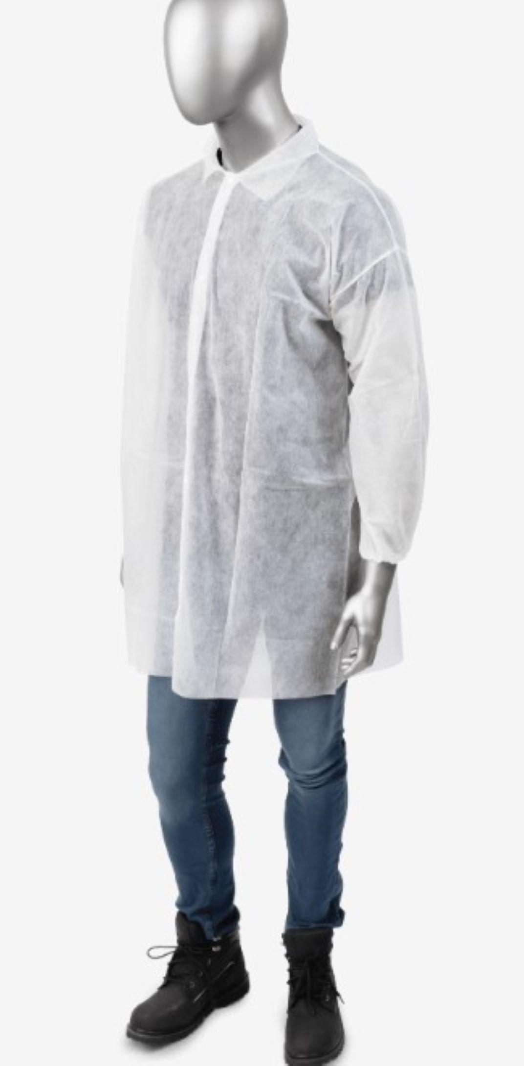 AmbiShield™ Lab Coat XXL White Spunbond Polypropylene Elastic Wrists 30/Case