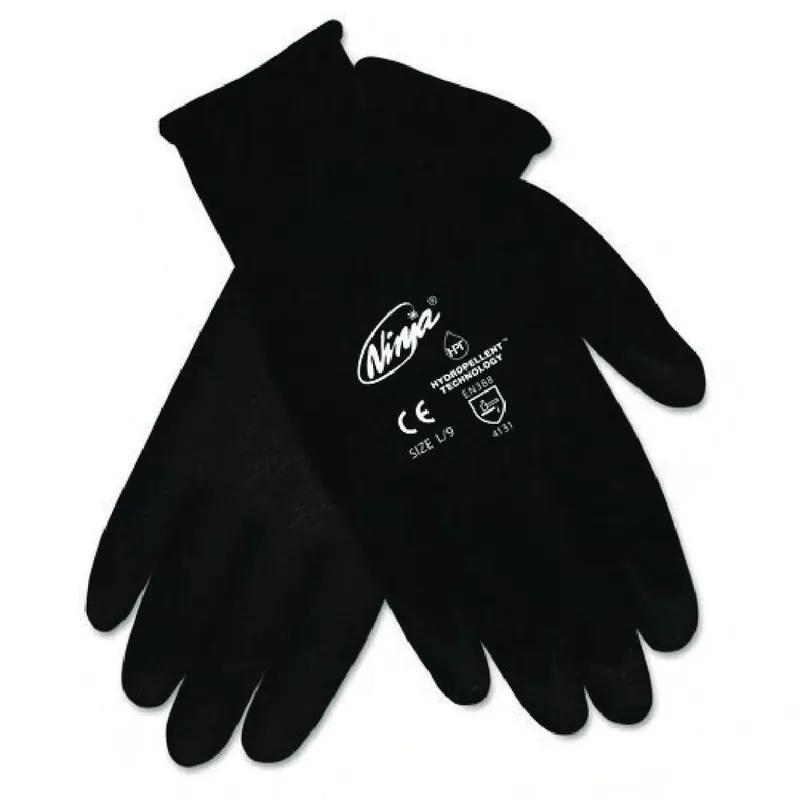 Ninja® Work Gloves Medium (MED) Black Nylon Polyvinyl Chloride (PVC) Foam Palm & Finger Coating Water Resistant 1/Dozen
