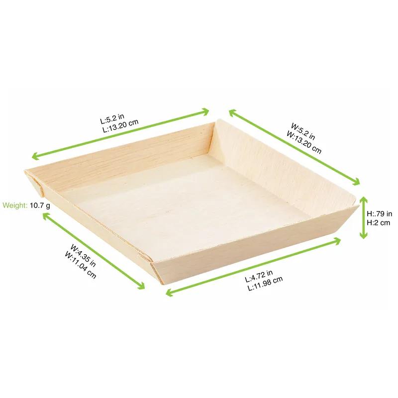 Plate 5.2X5.2X0.79 IN Wood Natural Samurai Square Microwave Safe 100 Count/Case