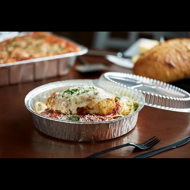 Take-Out Container Base 8.4X1.7 IN Aluminum Silver Round Hemmed Edge Grease Resistant 300/Case