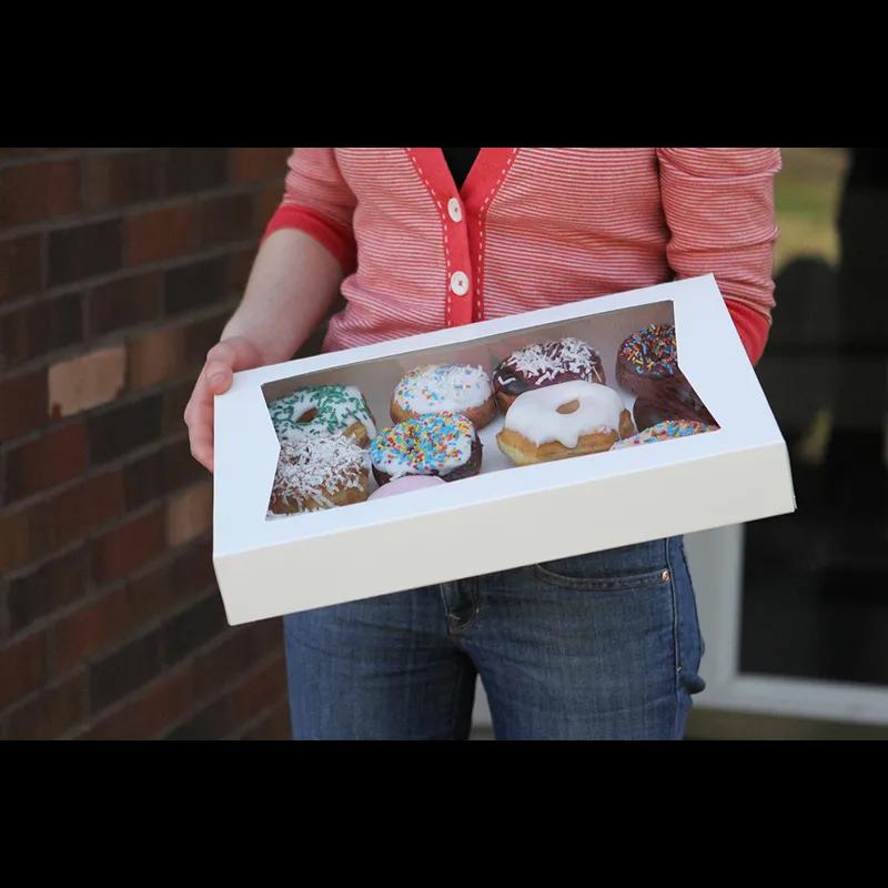 Cupcake Box 4X4X4 IN SBS Paperboard White Square Lock Corner Tuck Top With Window 200/Case