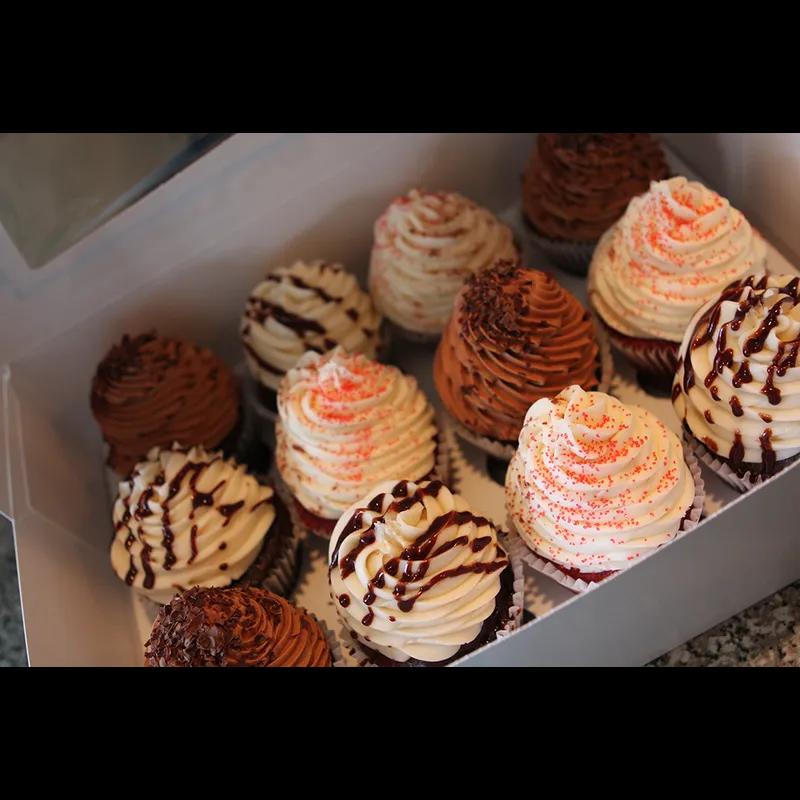 Cupcake Box 4X4X4 IN SBS Paperboard White Square Lock Corner Tuck Top With Window 200/Case