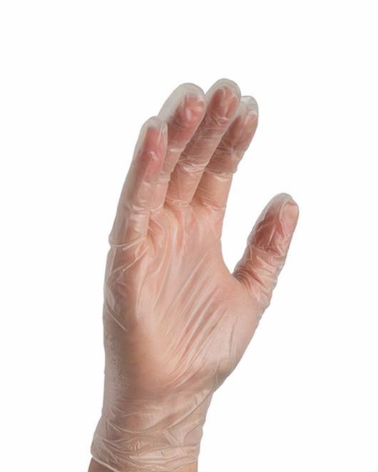 Gloves Medium (MED) Clear Vinyl Disposable Powder-Free 100 Count/Pack 10 Packs/Case 1000 Count/Case
