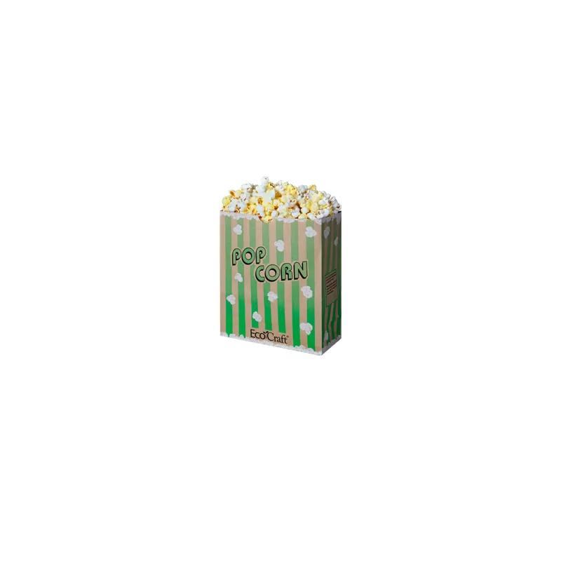 Bagcraft® Popcorn Bag 7.5X3.5X9.25 IN Paper Poly Blend Green Stripe 500/Case