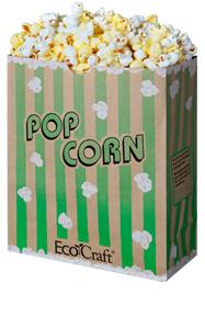 Bagcraft® Popcorn Bag 7.5X3.5X9.25 IN Paper Poly Blend Green Stripe 500/Case