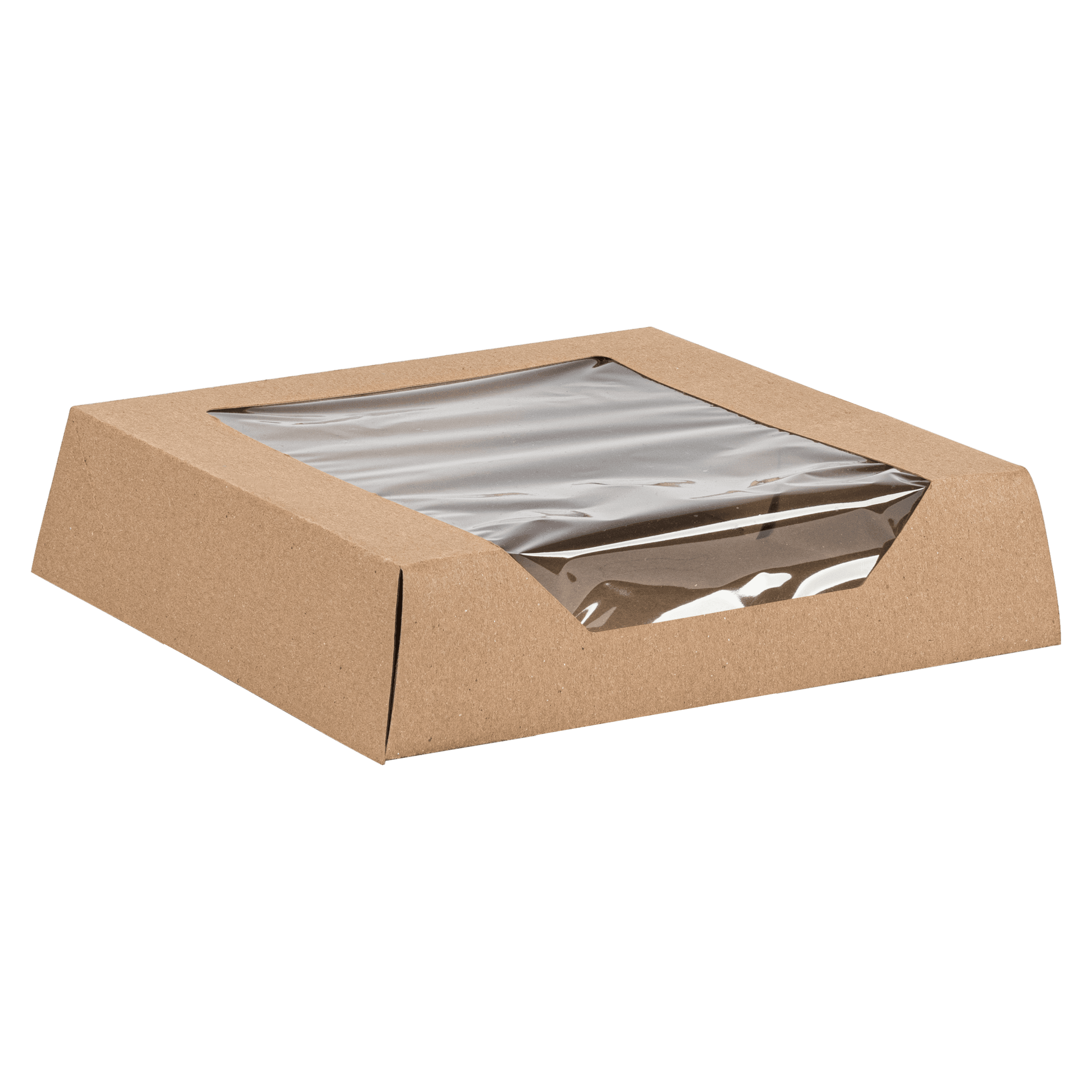 VISIONS Bakery Box 10.43X10.43X2.5 IN Paperboard PET Kraft With Window 100/Case