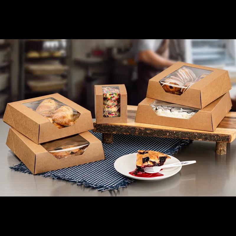 VISIONS Bakery Box 10.43X10.43X2.5 IN Paperboard PET Kraft With Window 100/Case