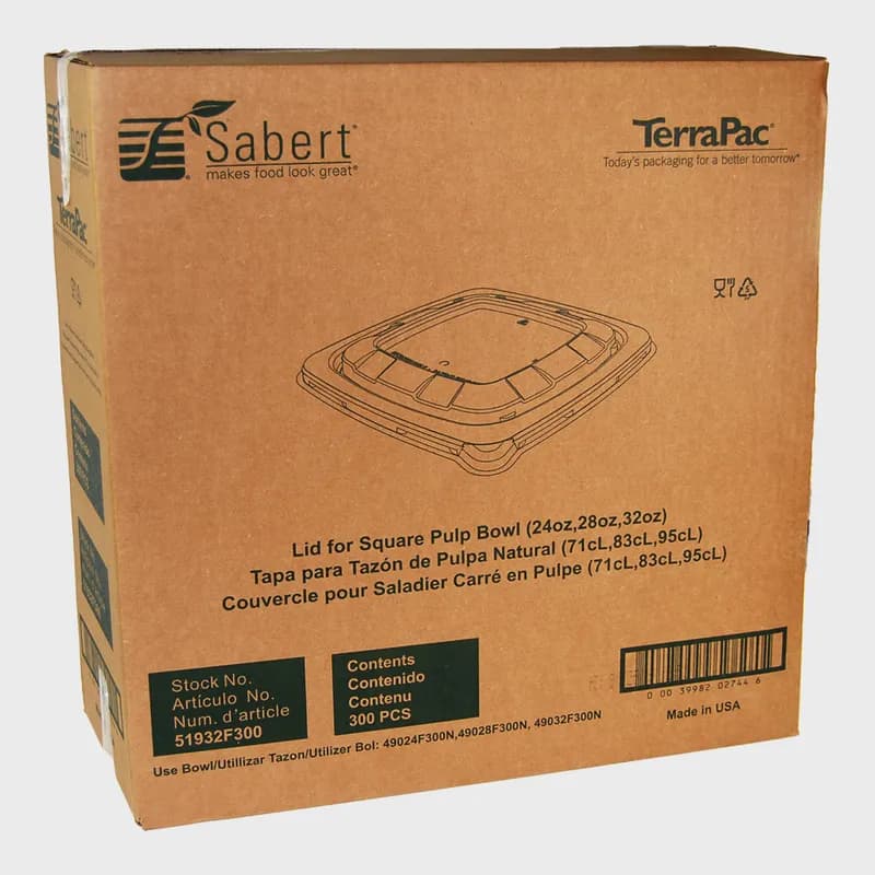 Lid 7.4X7.4 IN PP Clear Square For 24-28-32 OZ Bowl 300/Case