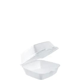 Dart® Take-Out Container Hinged Medium (MED) 5.18X5.44X2.9 IN XPS White Square Insulated 125 Count/Pack 4 Packs/Case