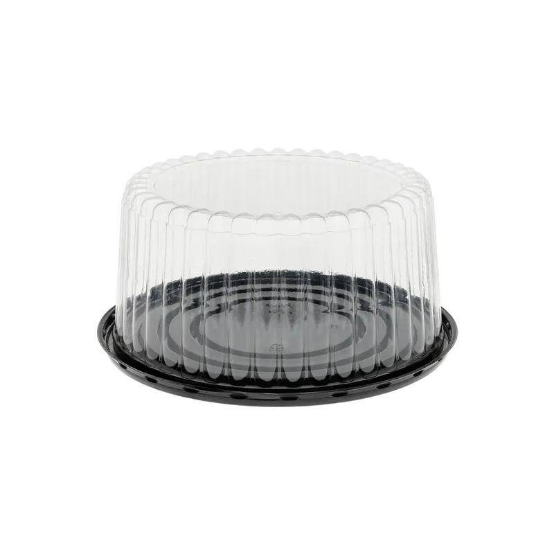 Cake Container & Lid Combo With High Dome Lid 9X4.25 IN PET Clear Black Round Fluted 100/Case