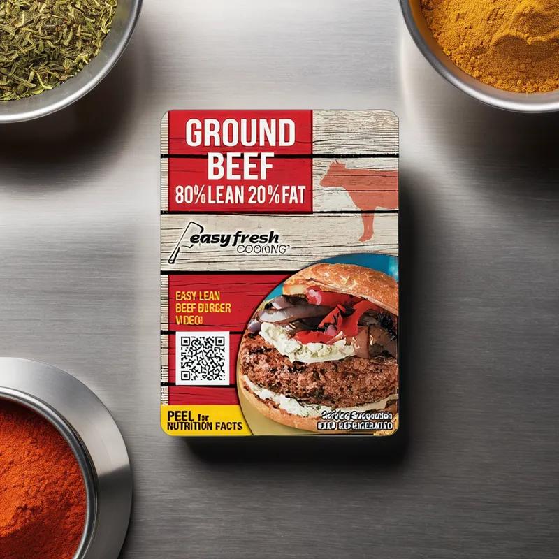 Ground Beef 80/20 Easy Fresh Cooking Label 1000/Roll