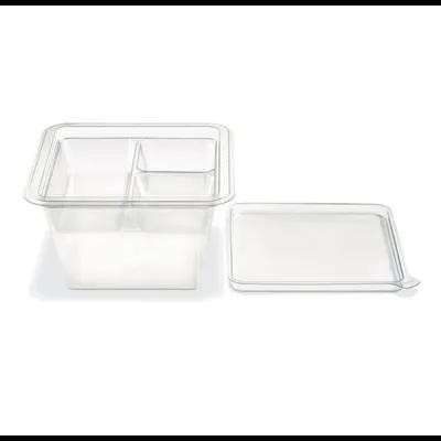 Deli Container Base 5.12X5.12X1 IN 3 Compartment Plastic Clear Square 600/Case