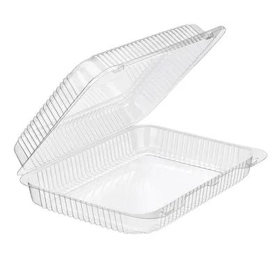 Essentials Take-Out Container Hinged With Dome Lid 10.5X8.313 IN RPET Clear Rectangle Bar Lock 300/Case