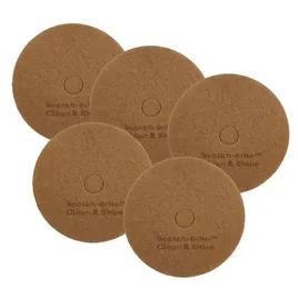 Scotch-Brite™ Clean & Shine Cleaning Pad 20X1 IN Brown Non-Woven Polyester Fiber 150-400 RPM Center Hole 5/Case