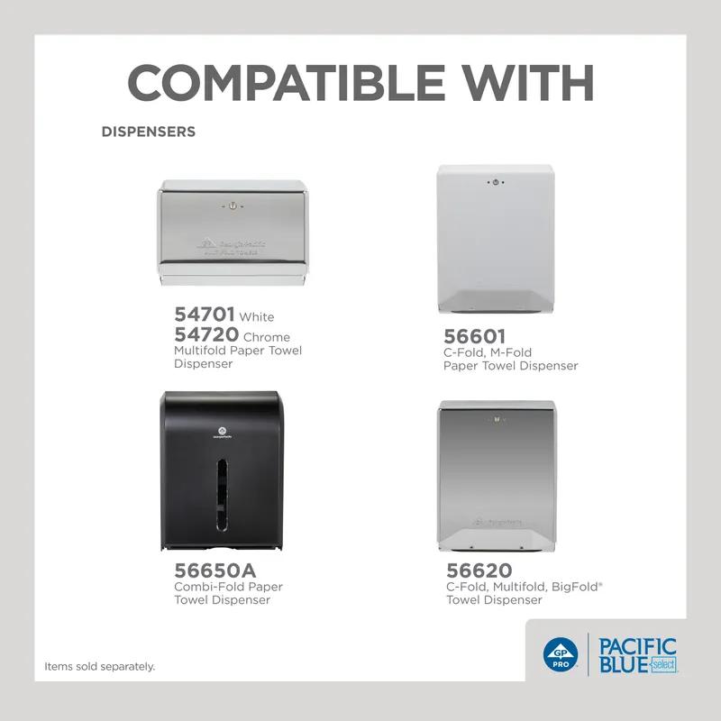 Pacific Blue Select Folded Paper Towel 9.2X9.4 IN 2PLY White 1/2 Fold 125 Sheets/Pack 16 Packs/Case 2000 Sheets/Case