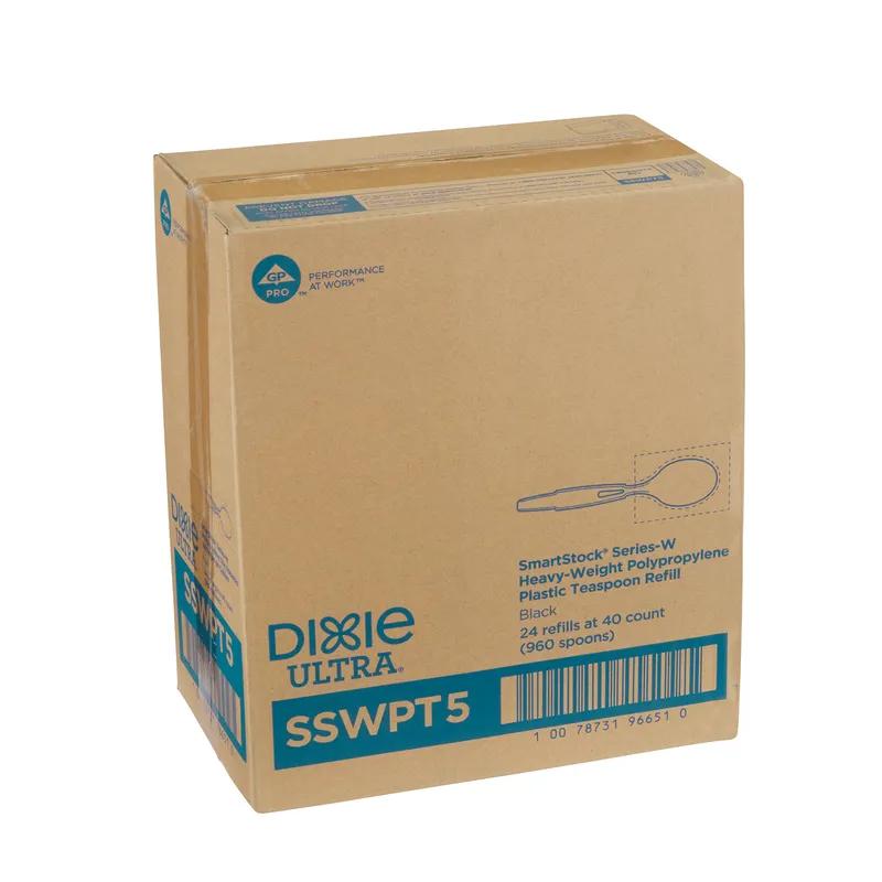 Dixie® Ultra SmartStock® Series-W Teaspoon PP Black Heavyweight Individually Wrapped Refill 960/Case