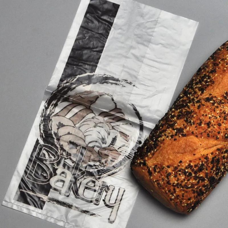 Bakery Bag 6X4X12 IN High-Density Polyethylene (HDPE) 1MIL Clear Black Printed Gusset 1000/Case