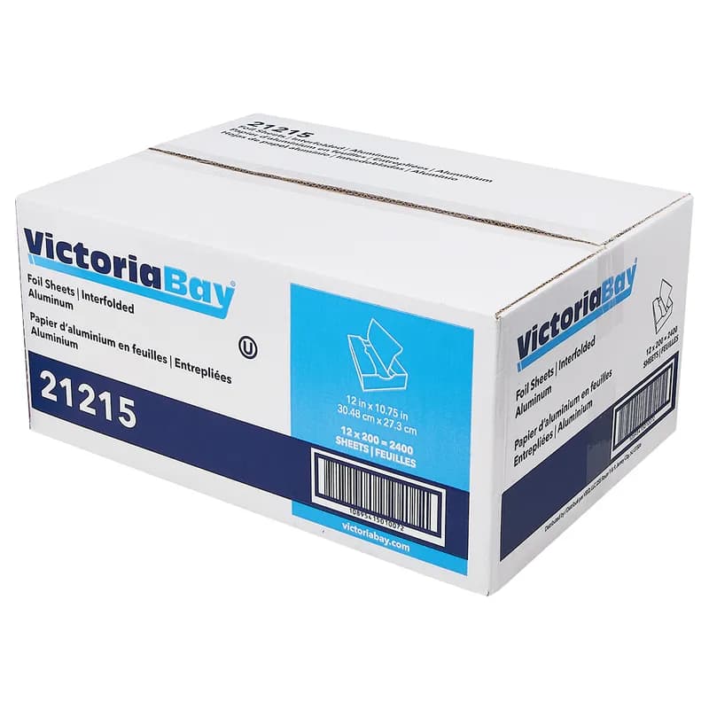 Victoria Bay Foil Sheets 12X10.75 IN Aluminum Silver Interfold 200 Count/Box 12 Packs/Case 2400 Count/Case