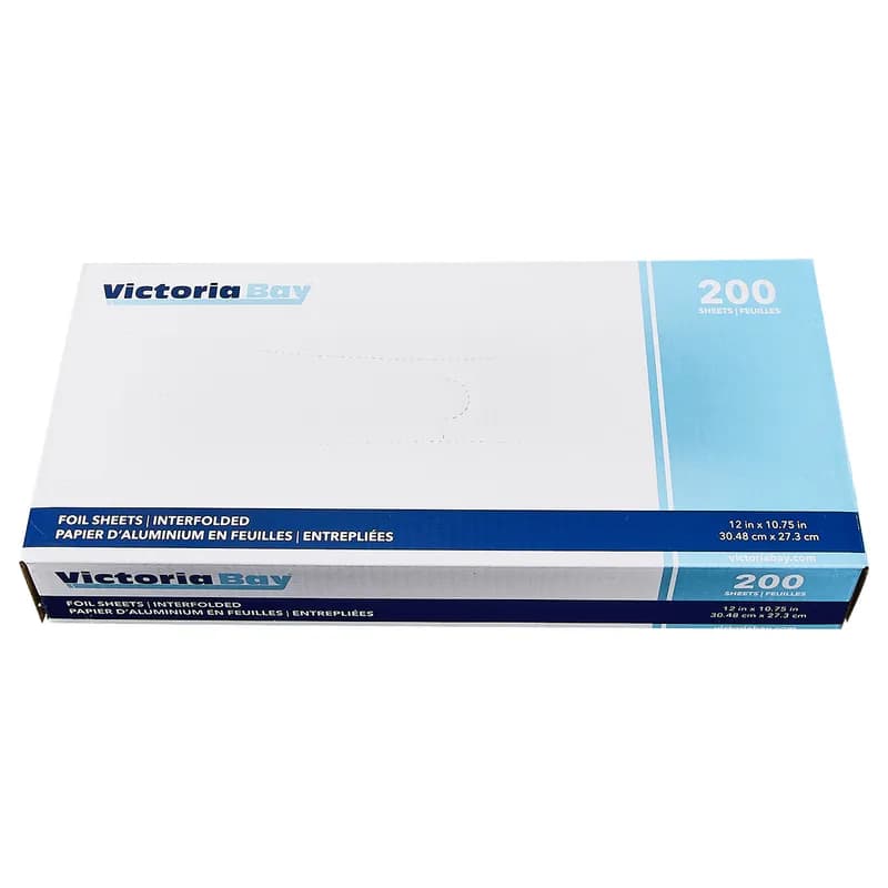 Victoria Bay Foil Sheets 12X10.75 IN Aluminum Silver Interfold 200 Count/Box 12 Packs/Case 2400 Count/Case