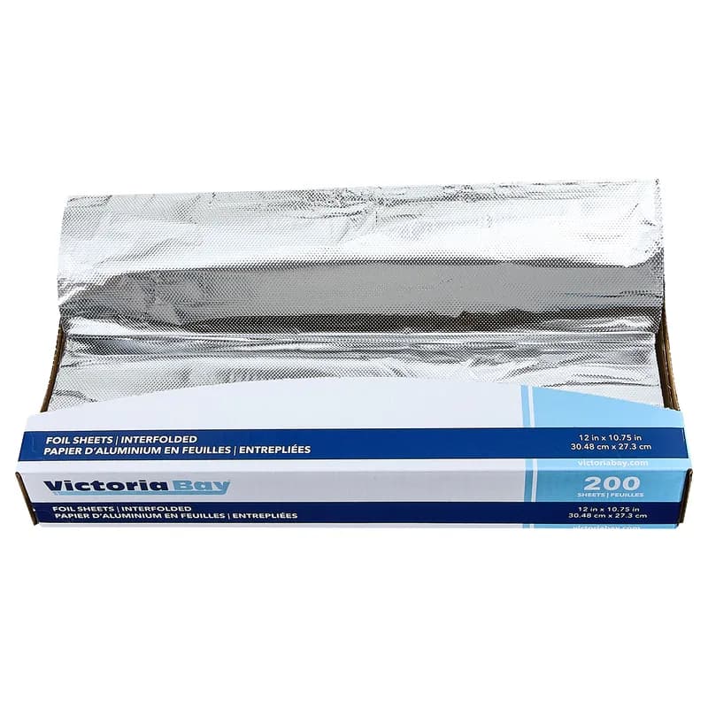 Victoria Bay Foil Sheets 12X10.75 IN Aluminum Silver Interfold 200 Count/Box 12 Packs/Case 2400 Count/Case