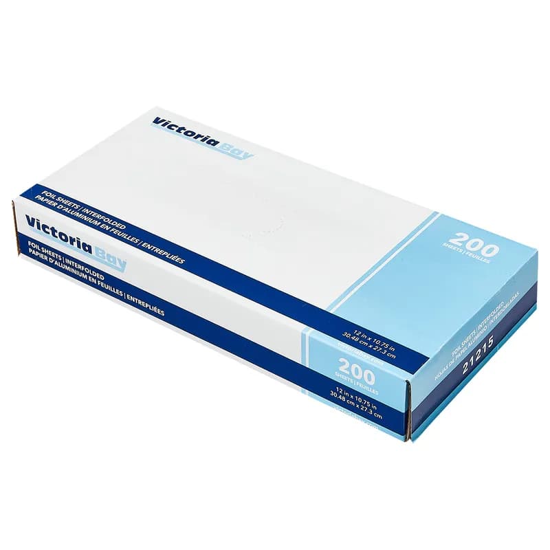 Victoria Bay Foil Sheets 12X10.75 IN Aluminum Silver Interfold 200 Count/Box 12 Packs/Case 2400 Count/Case