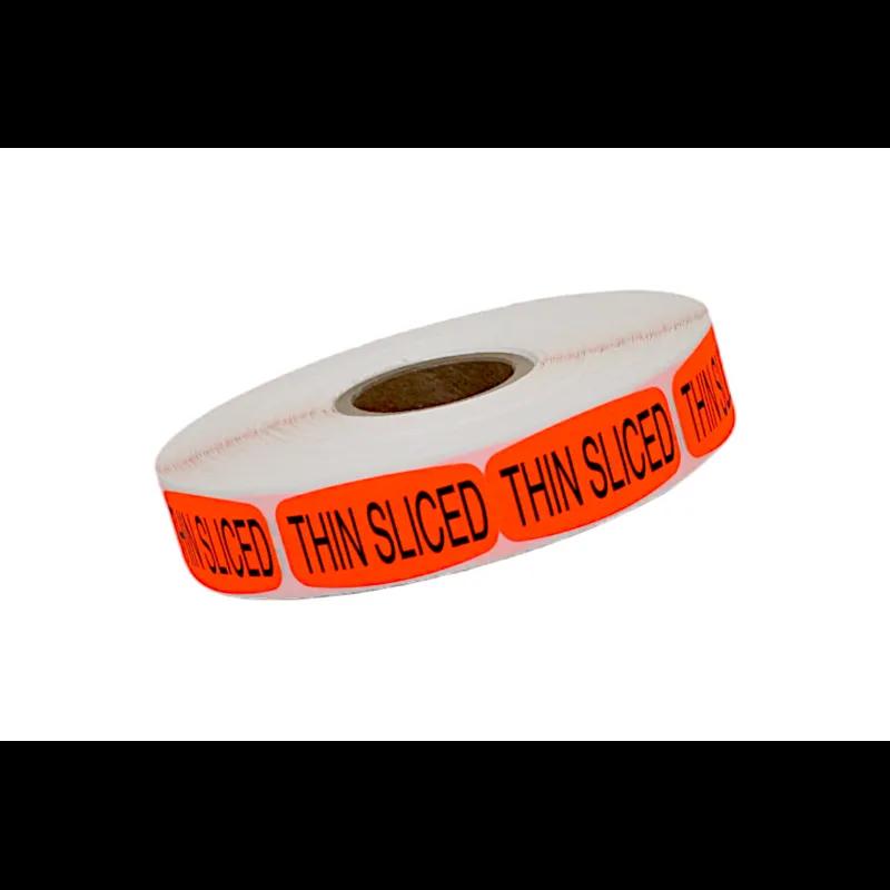 Thin Sliced Label 0.625X1.25 IN Black Fluorescent Red Short Oval 1000 Count/Roll 50 Rolls/Case 50000 Count/Case