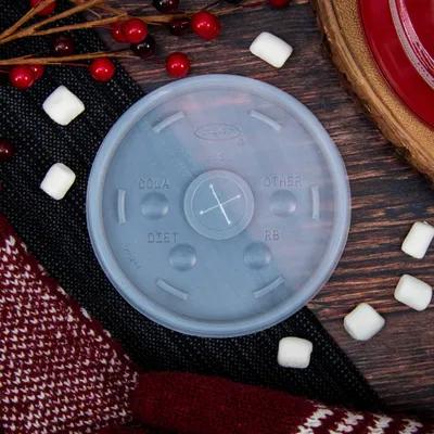Dart® Lid Flat 4.29X0.28 IN HIPS Translucent For 20 OZ Foam Cup Identification With Hole 100 Count/Pack 10 Packs/Case