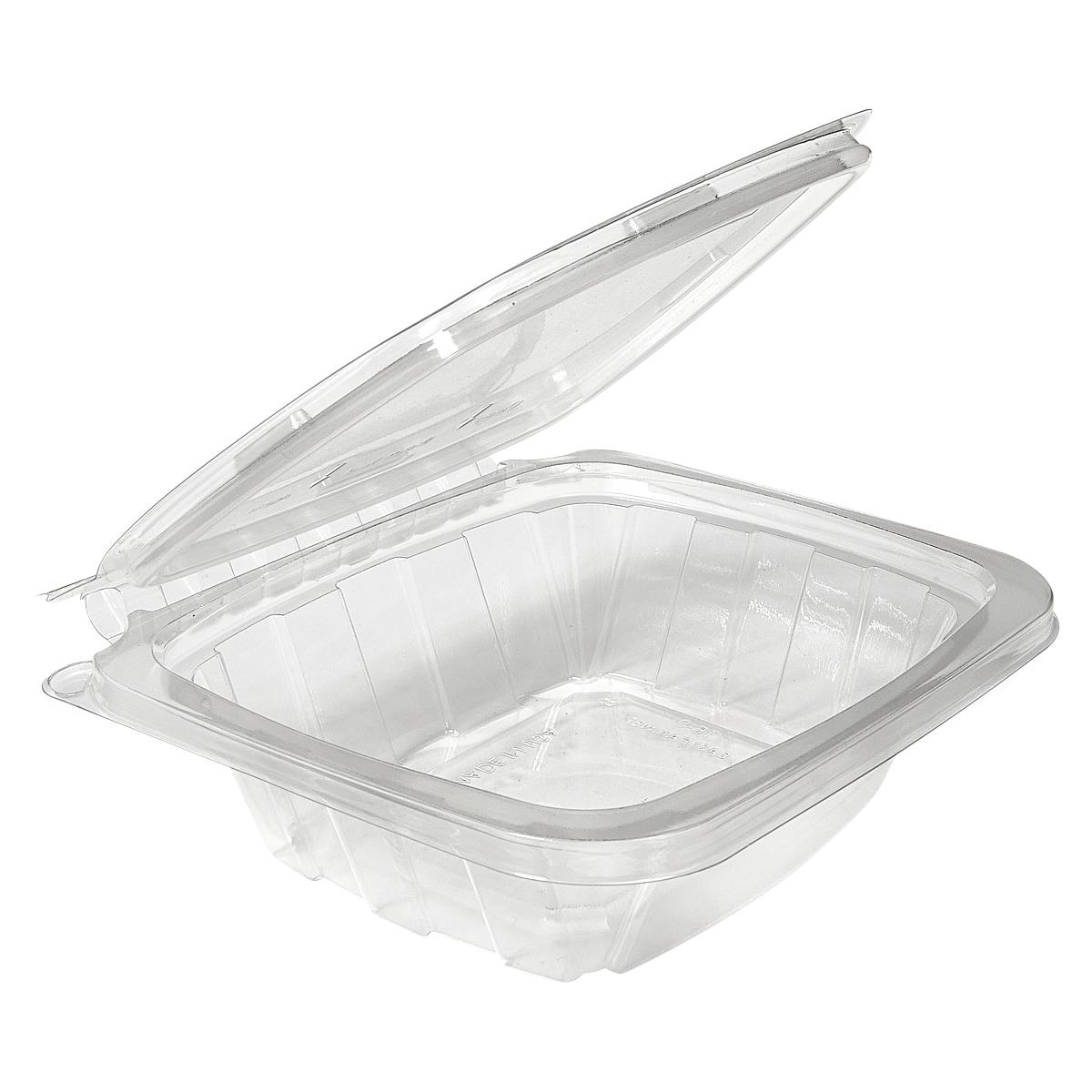 CrisPak Pro-Lok Deli Container Hinged With Flat Lid 8 OZ PET Clear Rectangle Tamper-Evident 400/Case