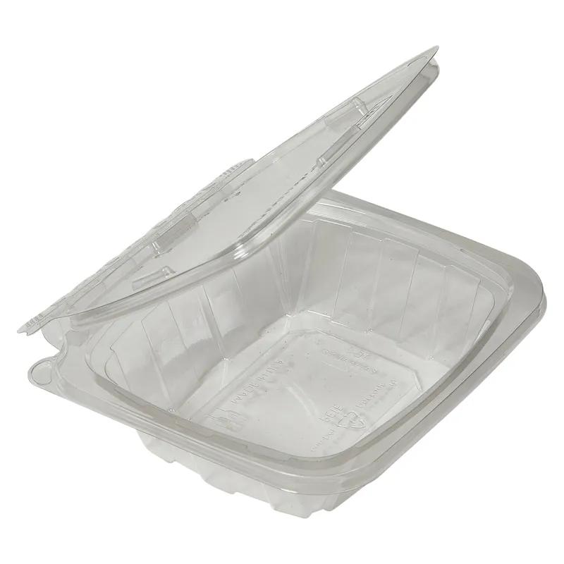 CrisPak Pro-Lok Deli Container Hinged With Flat Lid 8 OZ PET Clear Rectangle Tamper-Evident 400/Case