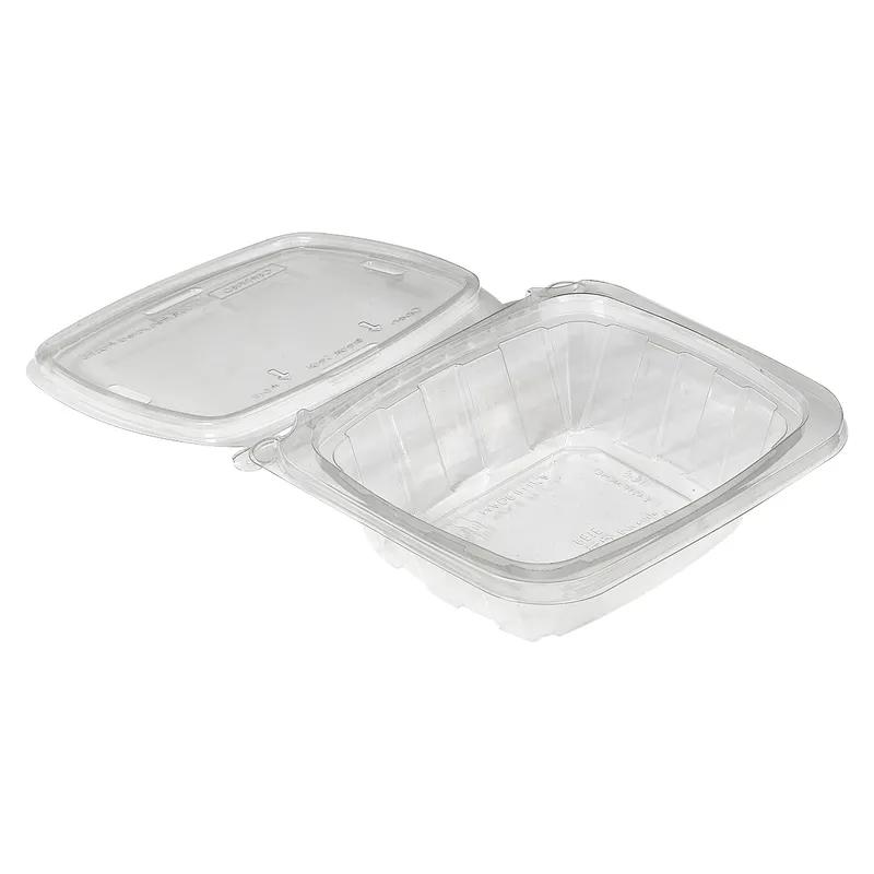 CrisPak Pro-Lok Deli Container Hinged With Flat Lid 8 OZ PET Clear Rectangle Tamper-Evident 400/Case