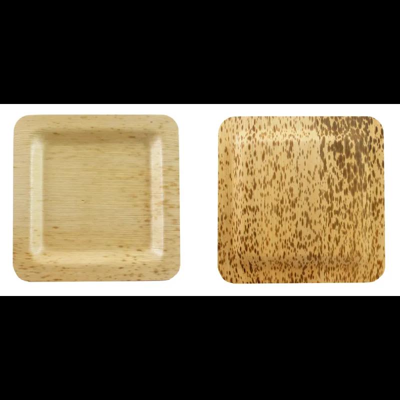 Plate 3.5X3.5 IN Bamboo Leaf Natural Square 10 Count/Pack 10 Packs/Case 100 Count/Case