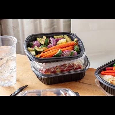 Take-Out Container Base 8.125X6.5X1 IN MFPP Black Rectangle Microwave Safe Soak-Proof 250/Case