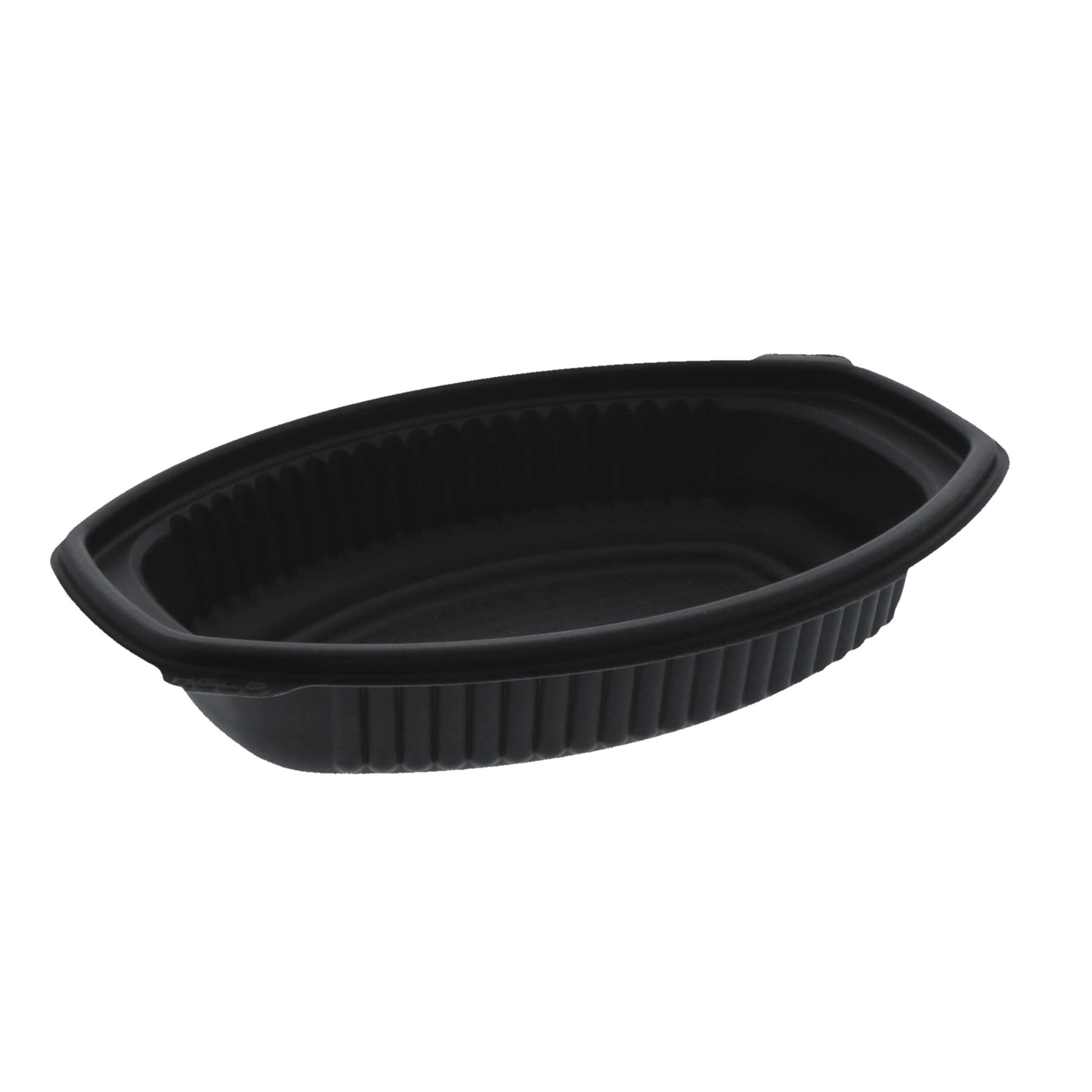Casserole Take-Out Container Base With Dome Lid 7.875X5.25X2.25 IN MFPP Black Oval Leak Resistant 250/Case
