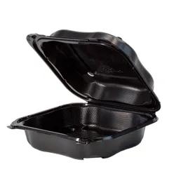Clover Take-Out Container Hinged With Dome Lid 8.35X8.32X2.88 IN PP Black Square 150/Case
