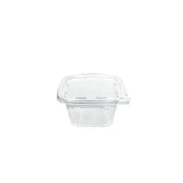 Deli Container Hinged With Flat Lid 16 OZ RPET Clear Square Tamper-Evident 240/Case